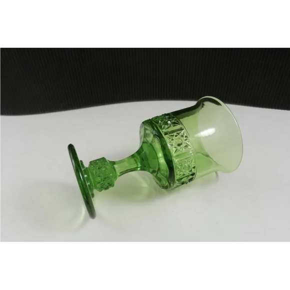 Vintage LG Wright Green Daisy & Cube Goblet - Picture 2 of 3